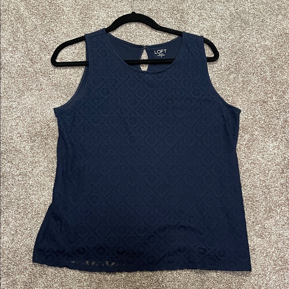 LOFT Navy Lace Tank Top